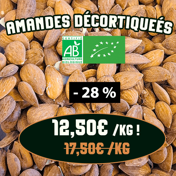 Amandes décortiquées biologique promotion